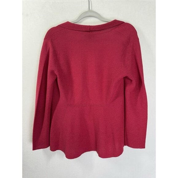 Eileen Fisher 100% Wool Open Front Cardigan Womens XS Radish Red Pink Washable - Picture 8 of 13